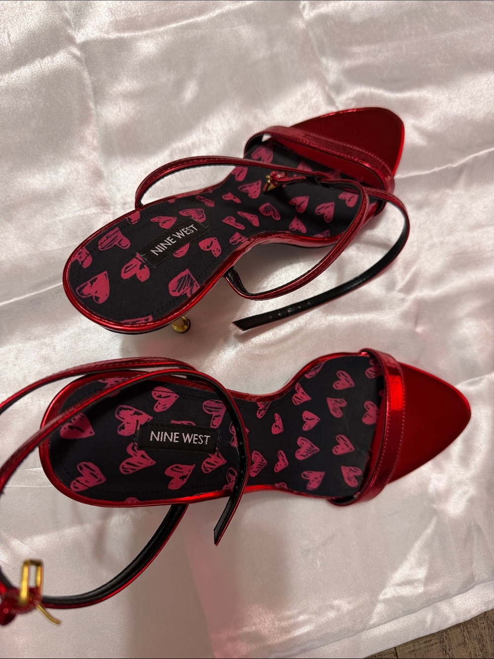 Nine West Red Strappy Pointed-Toe Heels